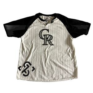 Majestic Colorado Rockies Nolan Arenado pinstripe Shirt white size‎ L men’s